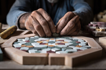Artisan marocain au travail dans l'atelier